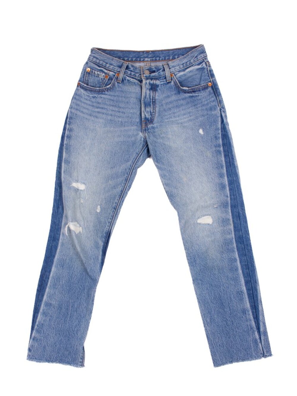 LEVI'S 501 WASHED BLUE DISTRESSED JEANS